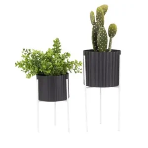 Modern Pt Bloempot Stilt set - Black/White