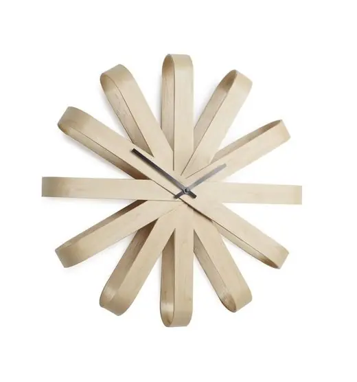 Umbra wandklok Ribbonwood Large Naturel Hout Gereduceerde Prijs