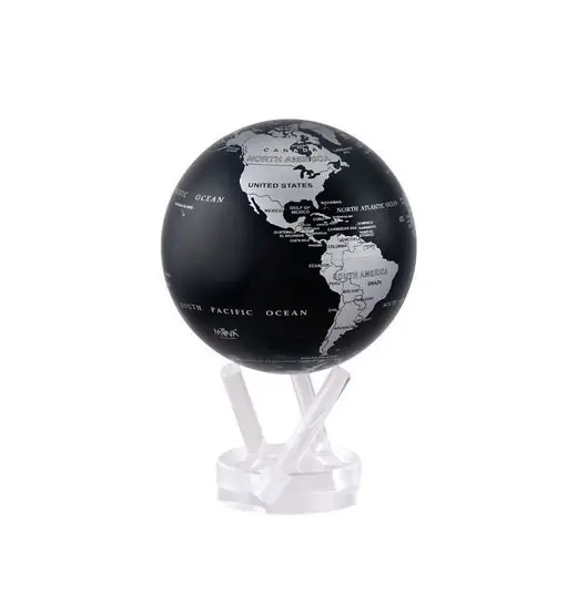 Merkproduct Mova Wereldbol World - Op Zonne Energie - Zwart - Zilver Metallic - SBE - Ø11,5cm