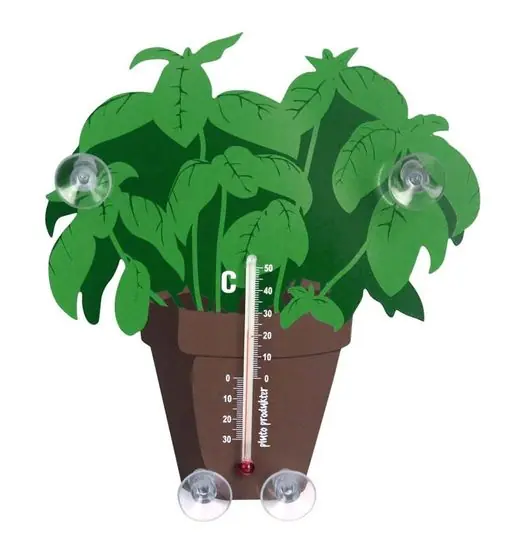 Aanbieding Pluto Produkter Thermometer - Raamthermometer - Basilicum - Groen Bruin - 2x15x17cm