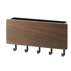 Nieuwe Collectie Yamazaki magnetische sleutelhouder met postbakje Rin donker bruin hout