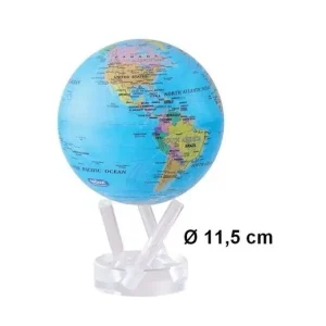 Exclusieve Aanbieding Mova Wereldbol World - Op Zonne Energie - Blauw Met Staatkundige Kaart - BOE - Ø11,5cm