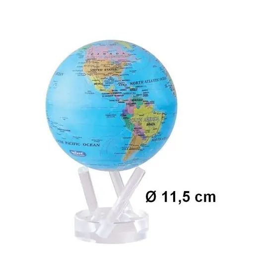 Exclusieve Aanbieding Mova Wereldbol World - Op Zonne Energie - Blauw Met Staatkundige Kaart - BOE - Ø11,5cm