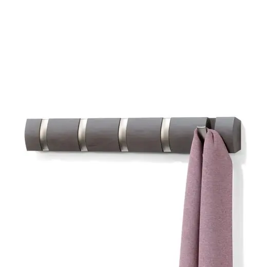 Betrouwbaar Umbra Wandkapstok Flip - 5 Haken - Inklapbaar - Grijsbruin - Driftwood - 51x6x3cm
