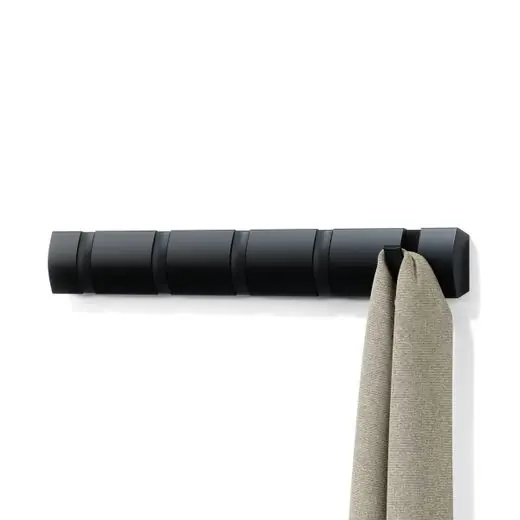 Laatste Versie Umbra Wandkapstok Flip - 5 Haken - Inklapbaar - Zwart - 51x6x3cm