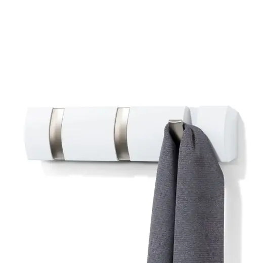 Goedkoop Umbra Wandkapstok Flip - 3 Haken - Inklapbaar - Wit - 30x6x3cm