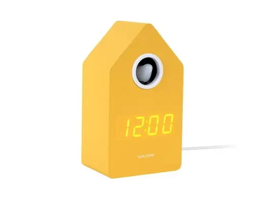 Topkwaliteit Karlsson Wekker Cuckoo LED - Met Koekoeksgeluid - Mango Geel - 9x6x15,9cm