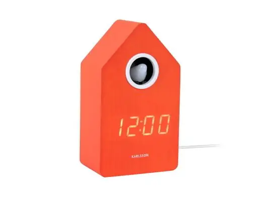 Premium Karlsson Wekker Cuckoo LED - Met Koekoeksgeluid - Helder Oranje - 9x6x15,9cm