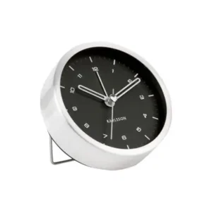 Exclusieve Aanbieding Karlsson Wekker Tinge - Rond - Geborsteld Staal - Zwart - Ø9cm
