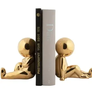 Hete Deal Pt Boekensteun Joey - Set Van 2 - Keramiek - Goud - 17,3×10,9×17,2cm