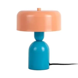 Luxe Leitmotiv Tafellamp Double Funky - Aqua Blauw - Perzik Oranje - 19x19x24cm