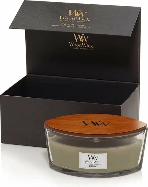 Woodwick Geurkaars Gift Set - Ellipse - Fireside - 19x11,5x8,5cm Gratis Retour