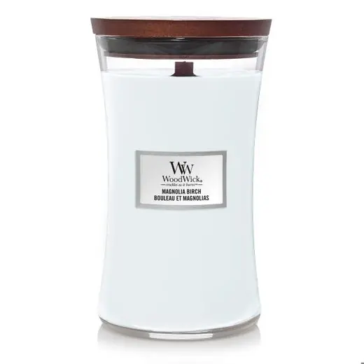 Hete Deal Woodwick Geurkaars Large - Magnolia Birch - 10,5x10,5x17,5cm