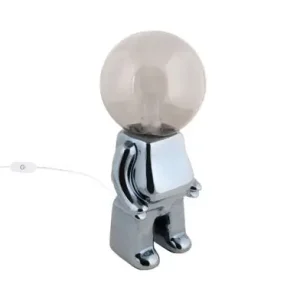 Leitmotiv Tafellamp Ross LED - Marsmannetje - Keramiek - Glanzend Antraciet - 12x12x27cm Koopje