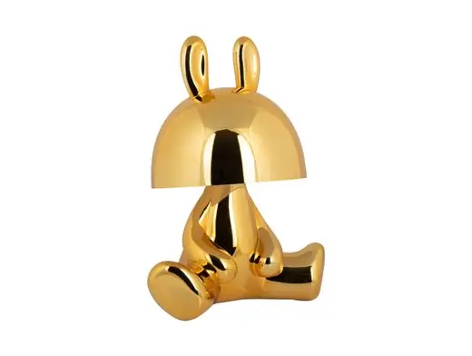 Handgemaakt Leitmotiv Tafellamp Bunny LED - Konijn - Oplaadbaar - Met Blue Tooth Speaker - Goud - 17x27cm