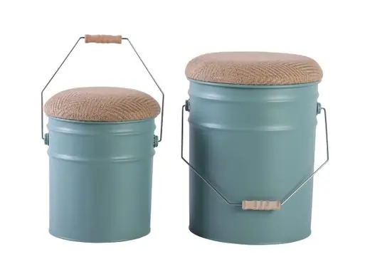 Leitmotiv Kruk Buckets - Set Van 2 - Emmer Met Deksel - Vergrijsd Jade Groen - Ø26x31cm-Ø31x39,5cm Snelle Levering