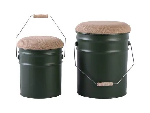 Leitmotiv Kruk Buckets - Set Van 2 - Emmer Met Deksel - Jungle Groen - Ø26x31cm-Ø31x39,5cm Seizoensaanbieding