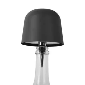 Exclusieve Aanbieding Leitmotiv Ledlamp Cone Hat LED - Oplaadbaar - Voor Op Een Fles - Zwart - 10x10x13cm