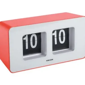 Snelle Levering Karlsson Flip Klok Funky Flip - Wandklok - Scarlet Rood - 17,7x7x9,2cm