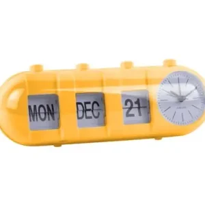 Dagaanbieding Karlsson Wekker Retro Tube Calender Flip - Helder Geel - 26x9x9,3cm