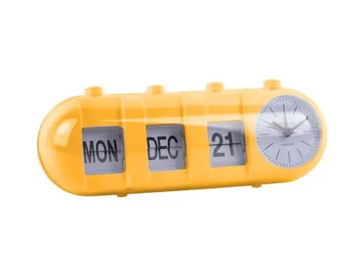 Dagaanbieding Karlsson Wekker Retro Tube Calender Flip - Helder Geel - 26x9x9,3cm
