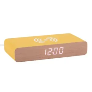 Lage Kosten Karlsson Wekker Retro Flat LED - Met Telefoonoplader - Helder Geel - 16,1x7,6x3cm