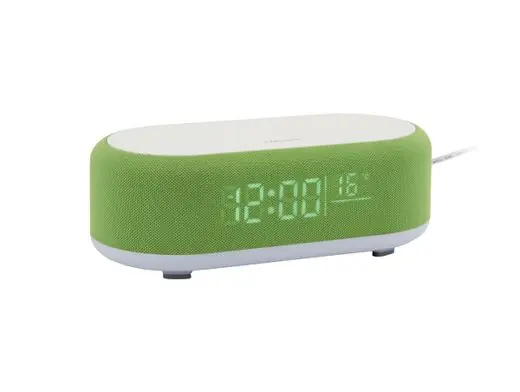 Aanbieding Karlsson Wekker Vogue - Met Telefoonoplader En Blue Tooth Speaker - Helder Groen - 19,8x9,8x7cm