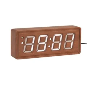 Trendy Karlsson Wekker Solid Wood Engraved - Donker Bruin - 18x4,5x8cm