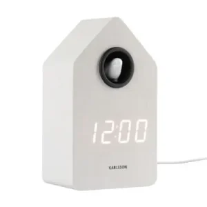 Topkwaliteit Karlsson Wekker Cuckoo LED - Met Koekoeksgeluid - White Wash Hout - 9x6x15,3cm