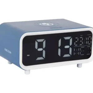 Snelle Levering Karlsson Wekker Chunky LED - Met Telefoonoplader - Blauw - 17x11x8,6cm