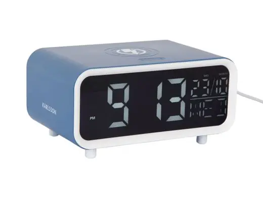 Snelle Levering Karlsson Wekker Chunky LED - Met Telefoonoplader - Blauw - 17x11x8,6cm