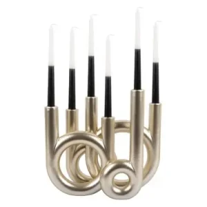 Exclusieve Aanbieding Pt Kaarsenstandaard Rings Metallic - Large - Goud - 35×13,5×32,5cm