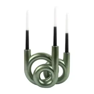 Speciale Aanbieding Pt Kaarsenstandaard Rings Metallic - Medium - Jungle Groen -26x10,5x24 cm