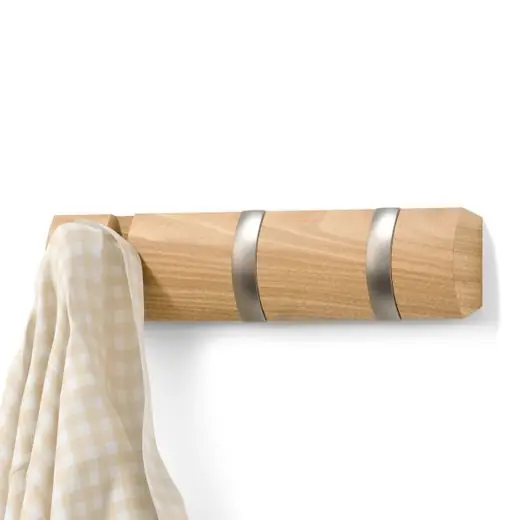 Umbra Wandkapstok Flip - 3 Haken - Naturel Hout - 30x6x3cm Weekendaanbieding