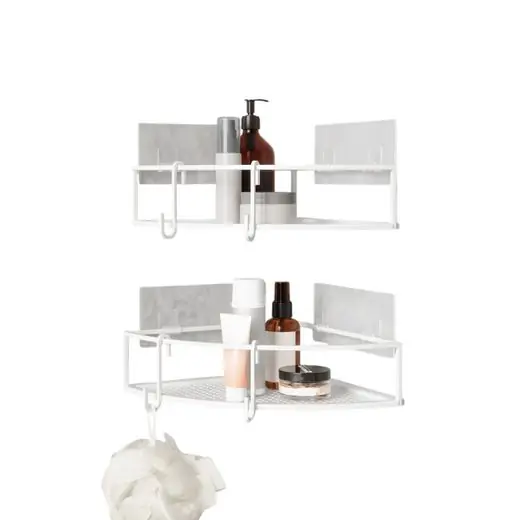 Actieprijs Umbra Doucherek Cubiko - Set Van 2 - Hoekbakje - Wit - 23x23x8cm