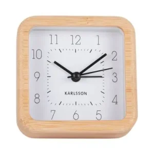 Limited Edition Karlsson Wekker Neat - Vierkant - Bamboe - Wit - 9x9x4,3cm