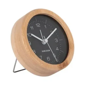 Betrouwbaar Karlsson Wekker Neat - Rond - Bamboe - Zwart - Ø10cm
