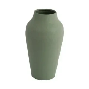 Premium Leitmotiv Vaas Boaz - Cone Wide - IJzer - Getextureerde Afwerking - Jungle Groen - 18x18x31cm