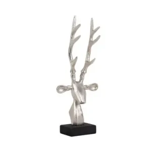 Pt Beeld Reindeer Head - Rendier Kop - Geborsteld Zilver - 14.5×6.5×34cm Gratis Retour