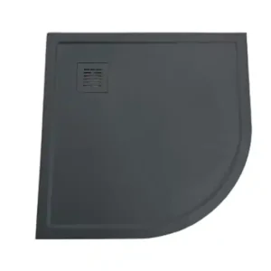 Weekendaanbieding Composiet Douchebak Kwartrond met Rand Stone Eco 90x90cm Granito Zwart RAL9005
