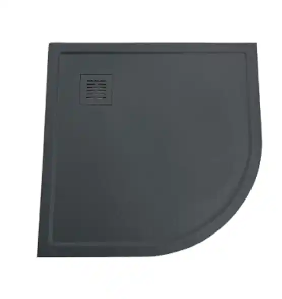 Weekendaanbieding Composiet Douchebak Kwartrond met Rand Stone Eco 90x90cm Granito Zwart RAL9005