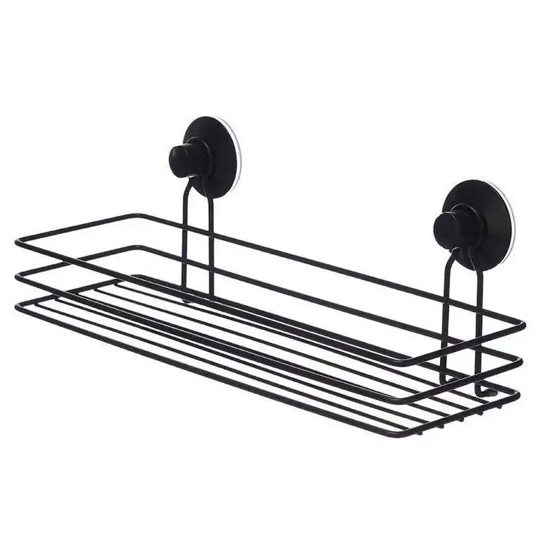 Koop Online Berilo douche/badkamerrekje mandje - zwart - B35 x H13 cm - rvs - Douche- en badrekjes