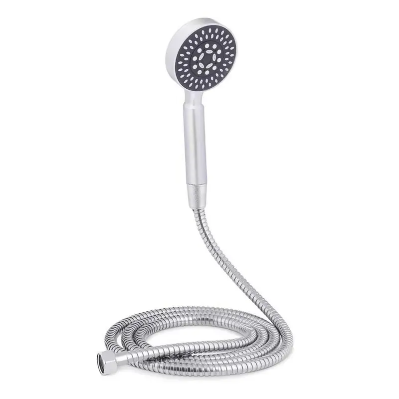 Berilo doucheslang en douchekop met 1 stand - 200 cm - universele aansluiting - zilver/zwart - Doucheslangen Modern