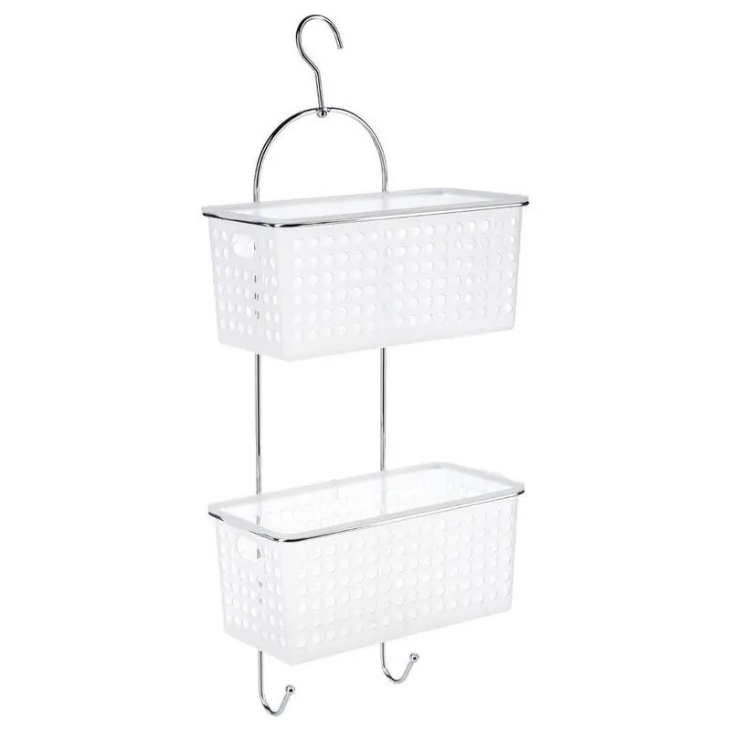 Premium 5Five Doucherekje - 2-laags - kunststof - wit - ophanghaak - 30x65 cm - Douche- en badrekjes