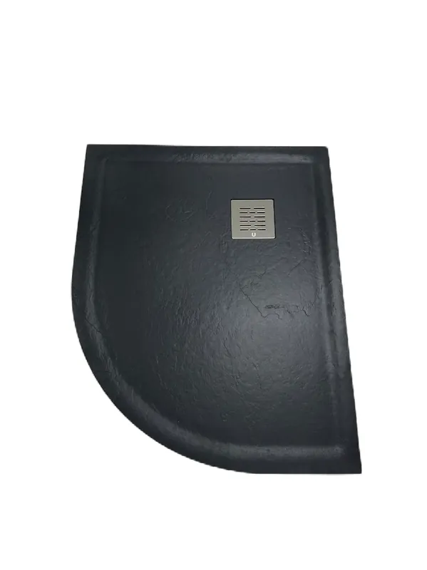 Composiet Douchebak Kwartrond met Rand Stone Eco 80x100cm Leisteen Antraciet RAL7024 Koopje