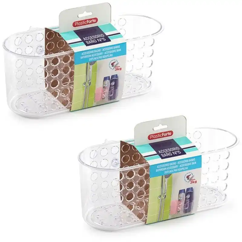 PlasticForte Doucherekje - 2x - zuignappen - transparant - 26 cm - Douche- en badrekjes Koop Vandaag
