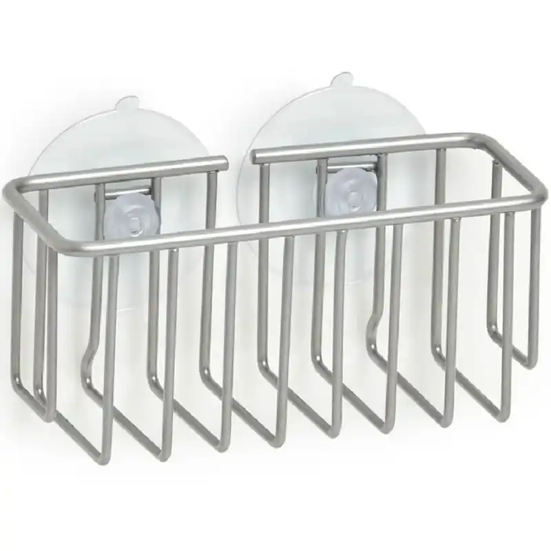 Zeller houder met zuignappen - metaal - 13 x 5,5 cm - Zeephouders - Muurhouders voor keuken/badkamer - Douche- en badrekjes Gratis Verzending