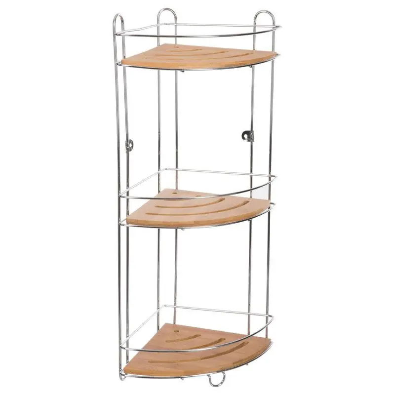 Actieprijs 5five Doucherekje - metaal - 3 laags hoekmodel - 20 x 20 x 56 cm - Douche- en badrekjes