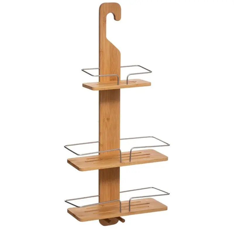 Gratis Verzending 5five Doucherekje - 3 lagen - bamboe - met haak - 31 x 12 x 70 cm - Douche- en badrekjes