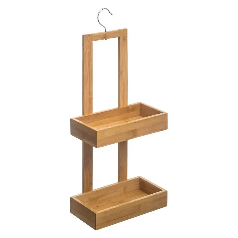 5five Doucherekje - 2 lagen - bamboe - met haak - 26 x 14 x 60 cm - Douche- en badrekjes Modern